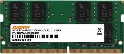   DDR4 16Gb 3200MHz Digma DGMAS43200016D RTL PC4-25600 CL22 SO-DIMM 260-pin 1.2 dual rank Ret  