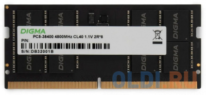   DDR5 16GB 4800MHz Digma DGMAS54800016S RTL PC5-38400 CL40 SO-DIMM 262-pin 1.1 single rank Ret  -