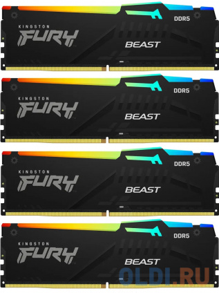      Kingston Fury Beast Black RGB DIMM 64Gb DDR5 5200 MHz KF552C40BBAK4-64  -