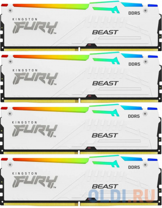   / Kingston 128GB 5200MT/s DDR5 CL40 DIMM (Kit of 4) FURY Beast White RGB XMP  