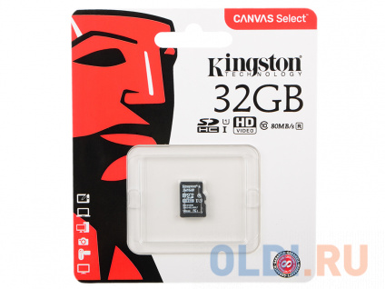    MicroSDHC 32GB Kingston Canvas Select 80R CL10 UHS-ISP   (SDCS/32GBSP)   