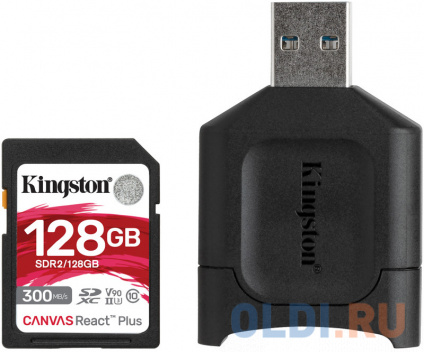    SDXC Kingston Canvas React Plus, 128 , UHS-II Class U3 V90,  USB-  