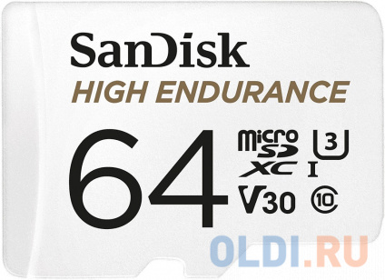    microSD 64GB SanDisk microSDXC Class 10 UHS-I U3 V30 High Endurance Video Monitoring Card SDSQQNR-064G-GN6IA   