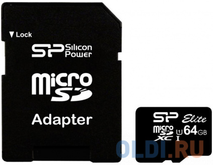    MicroSDXC 64GB Silicon Power Elite UHS-I U1 + SD Adapter   