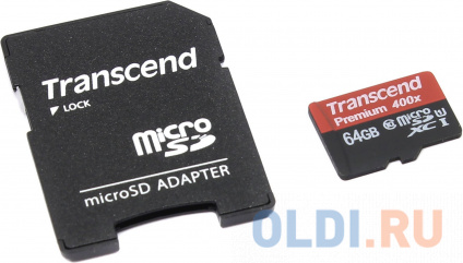    MicroSDXC 64GB Transcend UHS-I U1 + SD Adapter   