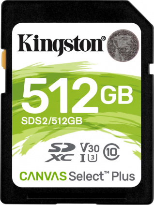    SDXC Kingston Canvas Select Plus, 512 , UHS-I Class U3 V30  --
