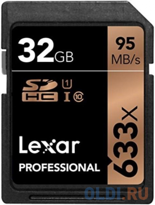  LEXAR 32GB Professional 633x SDHC UHS-I cards, up to 95MB/s read 20MB/s write C10 V10 U1, Global  
