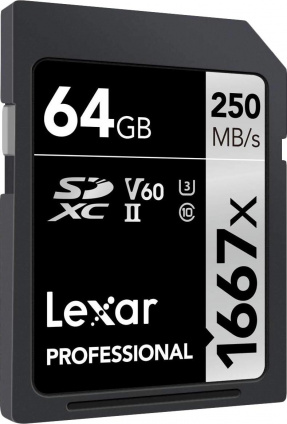  LEXAR 64GB Professional 1667x SDXC UHS-II cards, up to 250MB/s read 80MB/s write C10 V60 U3  