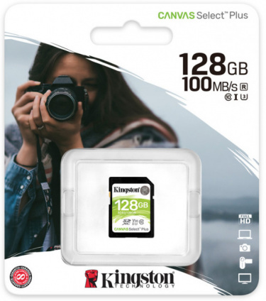    SDXC Kingston Canvas Select Plus, 128 , UHS-I Class U3 V30   