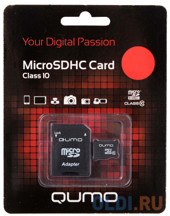    Micro SDHC 4Gb class 10 QUMO QM4GMICSDHC10 + SD adapter  