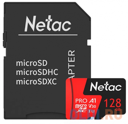  Netac MicroSD card P500 Extreme Pro 128GB, retail version w/SD adapter   