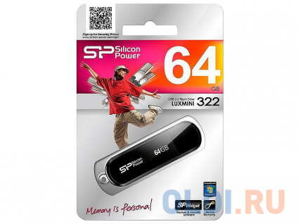  USB  Silicon Power Luxmini 322 64Gb Black (SP064GBUF2322V1K)  