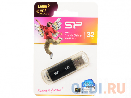  USB  Silicon Power Blaze B02 32Gb Black (SP032GBUF3B02V1K)  