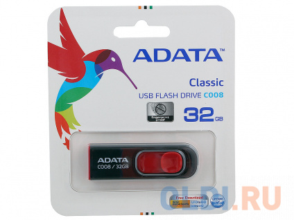  USB  ADATA C008 32Gb Black (AC008-32G-RKD)  