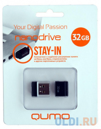  USB  QUMO NanoDrive QM32GUD-NANO-B 32Gb Black  