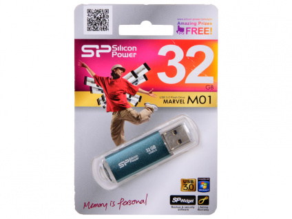  USB  Silicon Power Marvel M01 32Gb Blue (SP032GBUF3M01V1B)  --