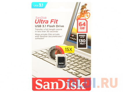  USB  SanDisk ULTRA FIT 64Gb Black (SDCZ430-064G-G46)   