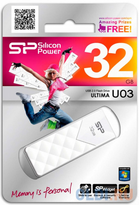  USB  Silicon Power Ultima U3 32Gb White (SP032GBUF2U03V1W)  