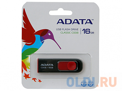  USB  ADATA C008 8Gb Black (AC008-16G-RKD)  