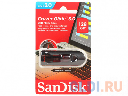  USB  SanDisk Cruzer Glide 128GB Black (SDCZ600-128G-G35)  -