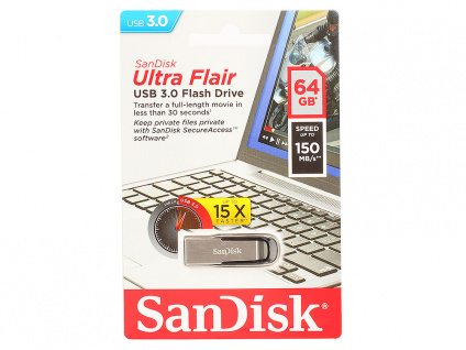  USB  SanDisk Ultra Flair 64Gb Silver (SDCZ73-064G-G46)  