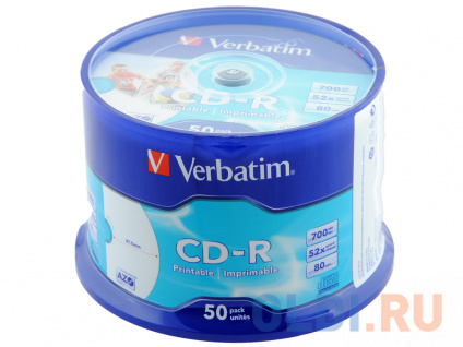   CD-R Verbatim 700Mb 52x CakeBox 50 Printable 43309/43438  --