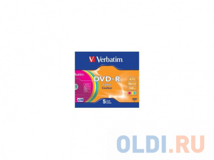   DVD-R 16x 4.7Gb SlimCase (5) Color Verbatim [43557]  