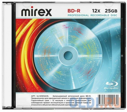   BD-R Mirex 25 Gb, 12x, Slim Case (1), (1/50)  -