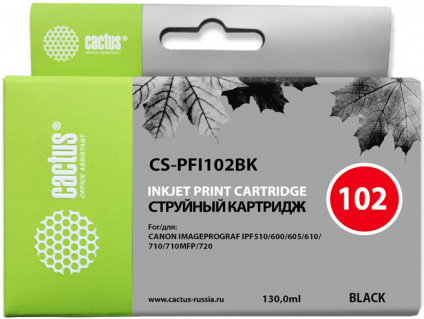   Cactus CS-PFI102BK  Canon iPF500/iPF600/iPF700/ MFP M40/iPF765/LP17/LP24   --