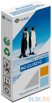   G&G CLI-521C  Canon Pixma MP540/550/560/620/630/640/980/990 MX860/870 IP3600/4600   