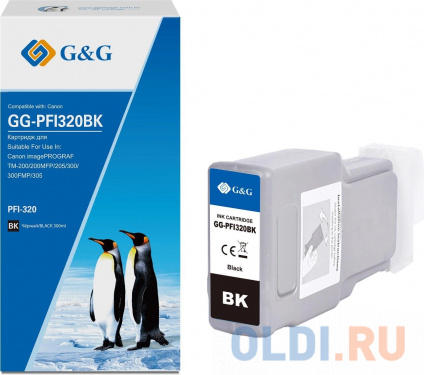    G&G GG-PFI320BK PFI-320BK  (300)  Canon imagePROGRAF TM-200/200MFP/205/300/300MFP/305  -