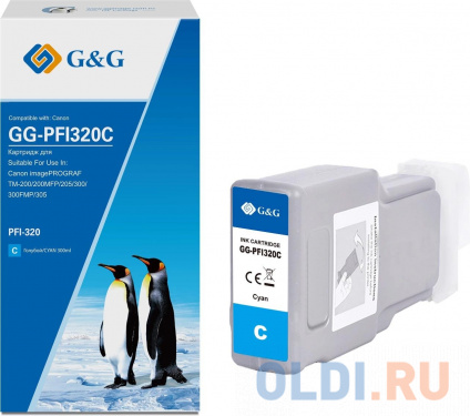    G&G GG-PFI320C PFI-320C  (300)  Canon imagePROGRAF TM-200/200MFP/205/300/300MFP/305  -