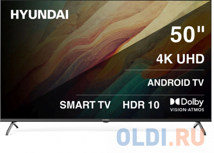   LED Hyundai 50&quot; H-LED50BU7009 Android TV Frameless  4K Ultra HD 60Hz MEMC DVB-T DVB-T2 DVB-C DVB-S DVB-S2 USB WiFi Smart TV  