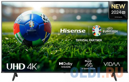    75'' Hisense/ 75&quot;, Ultra HD, Smart TV ( VIDAA U5), Wi-Fi, PCI 1600, DVB-T2/T/C/S2/S, 215W, CI+(1.4), 3HDMI, 2USB, Works with Alexa, Alexa Built-in, GA, Google Assistant built-in, VIDAA Voice, Yandex, Black 2024  --