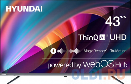  LED Hyundai 43&quot; H-LED43BU7100 WebOS Frameless Metal  4K Ultra HD 60Hz MEMC DVB-T DVB-T2 DVB-C DVB-S DVB-S2 USB WiFi Smart TV   