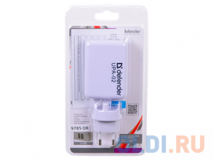     DEFENDER  UPA-02  2  USB, 5V/1A + 2.1  