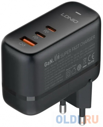  PERFEO LD_C3473 LDNIO Q366/   GaN +  PD/ PD+PPS+SCP+QC 4+/ 3 USB/ : 3.3-20V, max 65W/ Black  