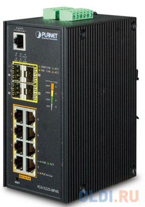  IP30 Industrial L2+/L4 8-Port 1000T 802.3at PoE+ 4-port 100/1000X SFP Full Managed Switch (-40 to 75 C, dual redundant power input on 48~56VDC terminal block, DIDO, ERPS Ring Supported, 1588)  