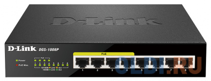   D-Link DGS-1008P/E1A 8G 4PoE+ 80W   