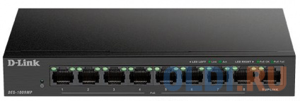  D-Link DES-1009MP/A1A    8  10/100Base-TX  1  10/100/1000Base-T (8   802.3af/at, PoE- 117 )  