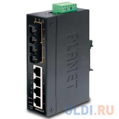  IP30 Slim Type 4-Port Industrial Ethernet Switch + 2-Port 100Base-FX(15KM) (-40 - 75 C)  -