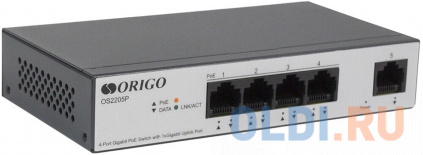  Unmanaged Switch 4x1000Base-T PoE, 1x1000Base-T, PoE Budget 60W, Long-range PoE up to 250m, metal case  -
