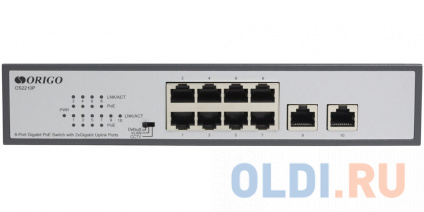  Unmanaged Switch 8x1000Base-T PoE, 2x1000Base-T, PoE Budget 120W, Long-range PoE up to 250m, 19&quot; w/brackets  