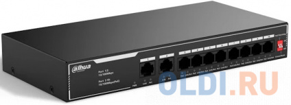  DAHUA DH-SF1010LP 10-    , 8xRJ45 100Mb PoE, 2xRJ45 100Mb uplink,  65,  2 /, MAC- 2K,   