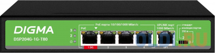   Digma DSP204G-1G-T80 (L2) 5x1/ 4PoE 4PoE+ 1PoE++ 80W   