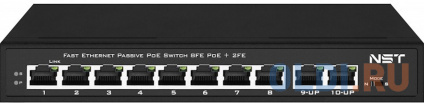  Passive PoE  Fast Ethernet  10 . : 8  FE (10/100 Base-T, 52V 4,5(+) 7,8())   PoE (IEEE 802.3af/at), 2 x FE (10/100 Base-T) Uplink.    PoE IEEE 802.3af/at.  PoE   -  30W.    