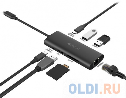   USB Type-C A4TECH DST-80C 2  USB 2.0 RJ-45 HDMI USB Type-C SD   -