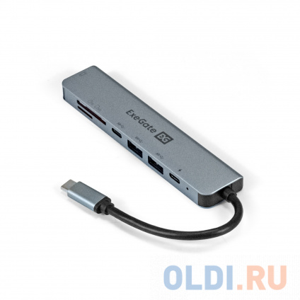  - ExeGate DUB-21C/PD/CR/H (- USB Type-C --&gt; 2xUSB3.0 + Card Reader + PD 100W + HDMI 4K@60Hz, Plug&Play, )  -