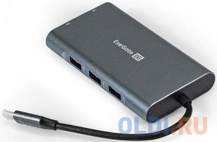  - ExeGate DUB-31C/MAX (- USB Type-C --&gt; 3xUSB3.0 + Card Reader + PD 100W + HDMI 4K@30Hz + VGA + Audio + Lan RJ45 10/100/1000Mb, Plug&Play, )  