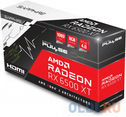   Sapphire PCI-E 4.0 11314-08-20G RX 6500 XT Gaming OC Pulse AMD Radeon RX 6500XT 8Gb 64bit GDDR6 2695/18000 HDMIx1 DPx1 HDCP Ret   